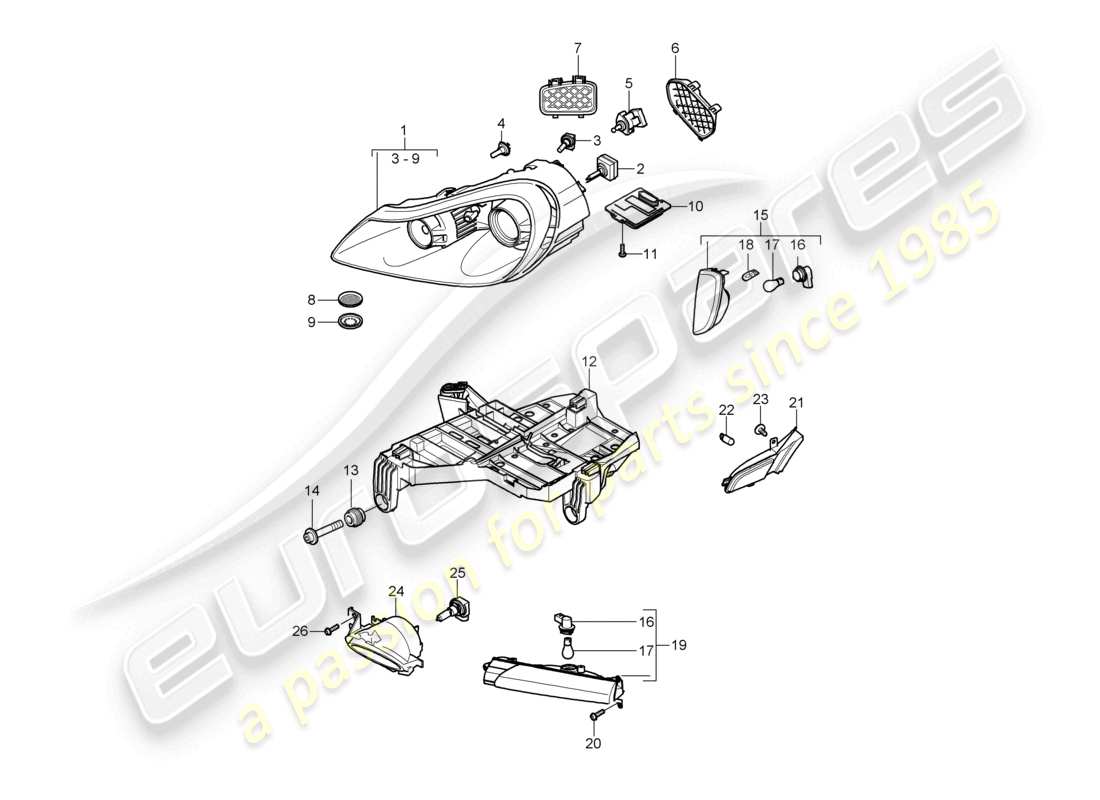a part diagram from the porsche 2010 (cayenne e1 9pa) parts catalogue