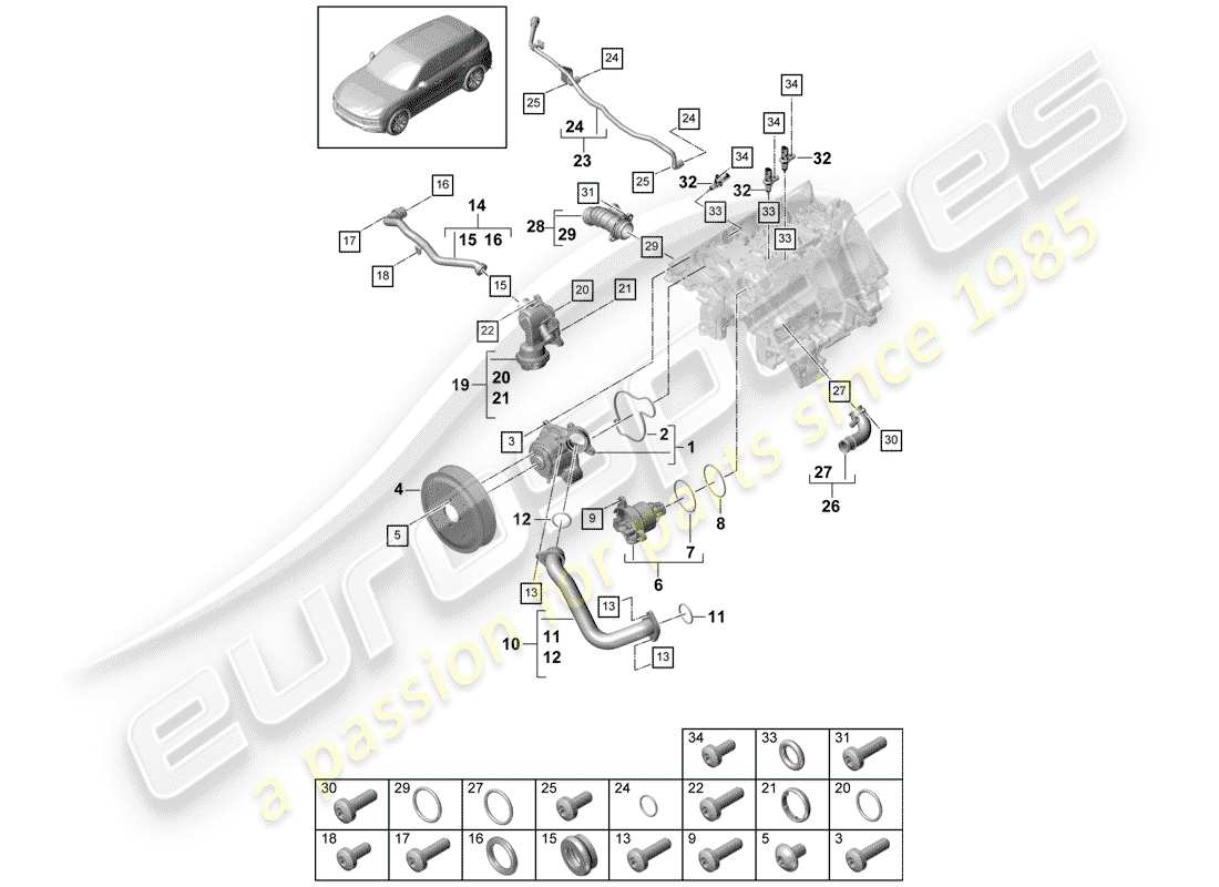 a part diagram from the porsche 2020 (cayenne e3 9ya/9yb) parts catalogue