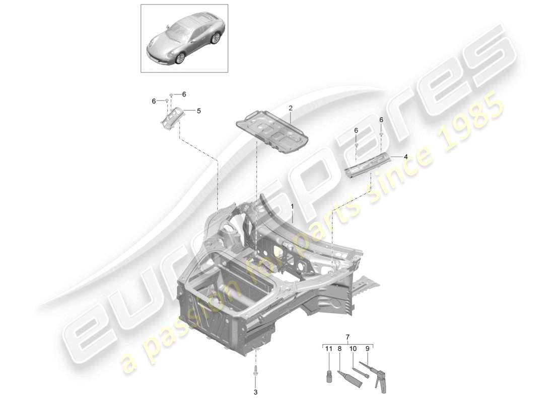 a part diagram from the porsche 991 parts catalogue