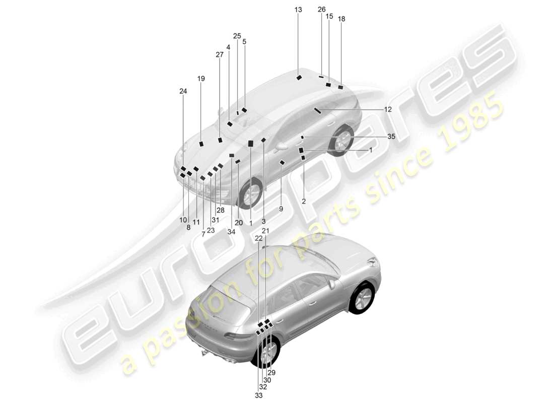 VIEW PARTS DIAGRAMS FROM THE PORSCHE MACAN PARTS CATALOGUE a part diagram from the porsche macan parts catalogue