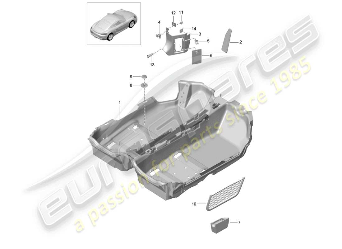 a part diagram from the porsche 2019 (718 cayman) parts catalogue