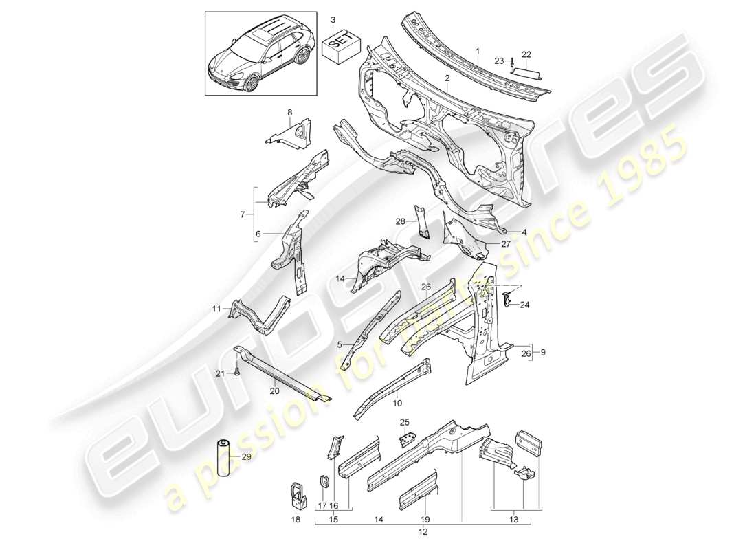 a part diagram from the porsche cayenne parts catalogue