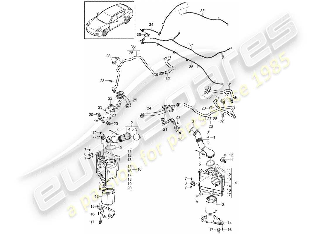 VIEW PARTS DIAGRAMS FROM THE PORSCHE PANAMERA PARTS CATALOGUE a part diagram from the porsche panamera parts catalogue