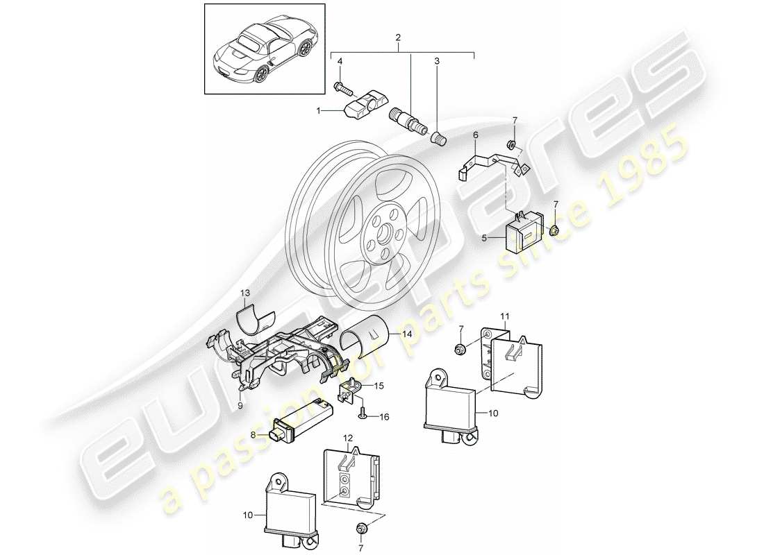 a part diagram from the porsche 2011 (987 boxster) parts catalogue