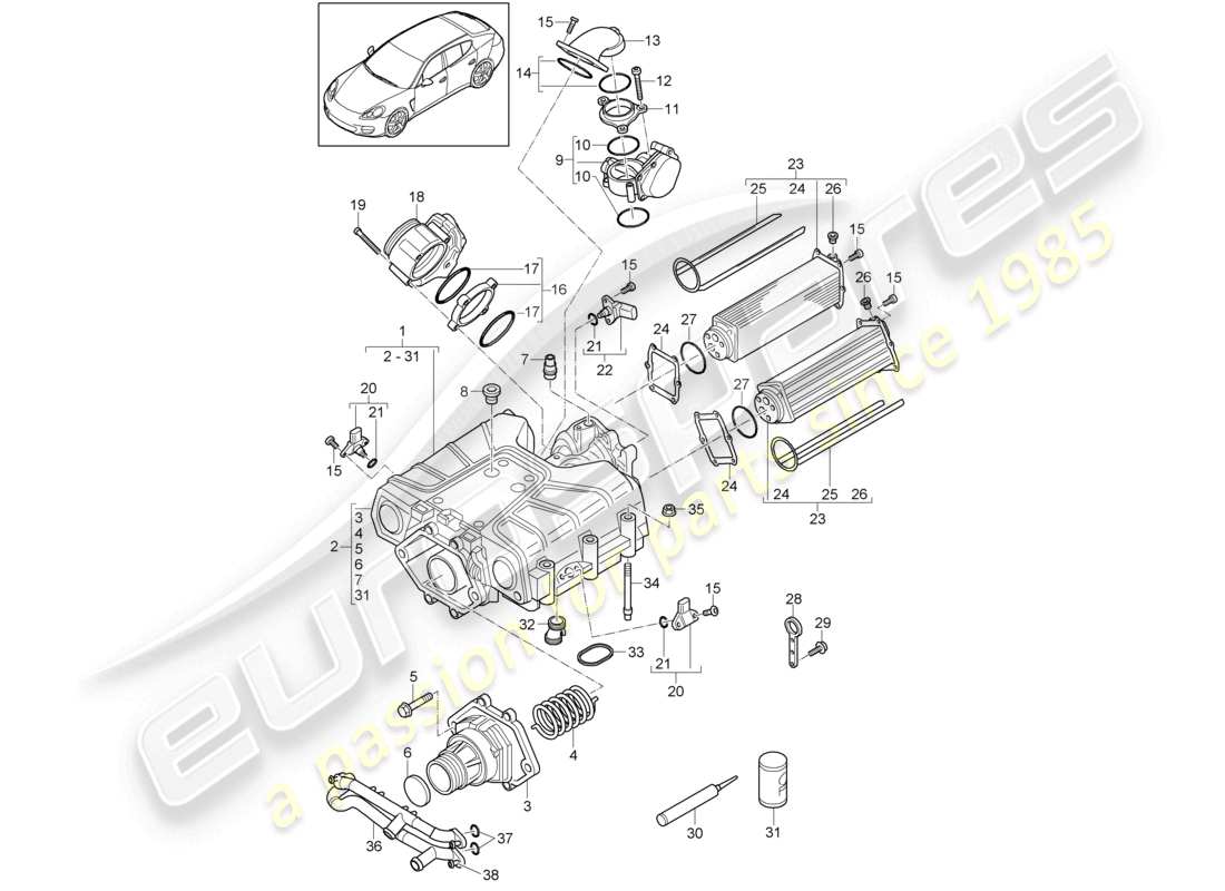 a part diagram from the porsche 2012 (panamera 970) parts catalogue