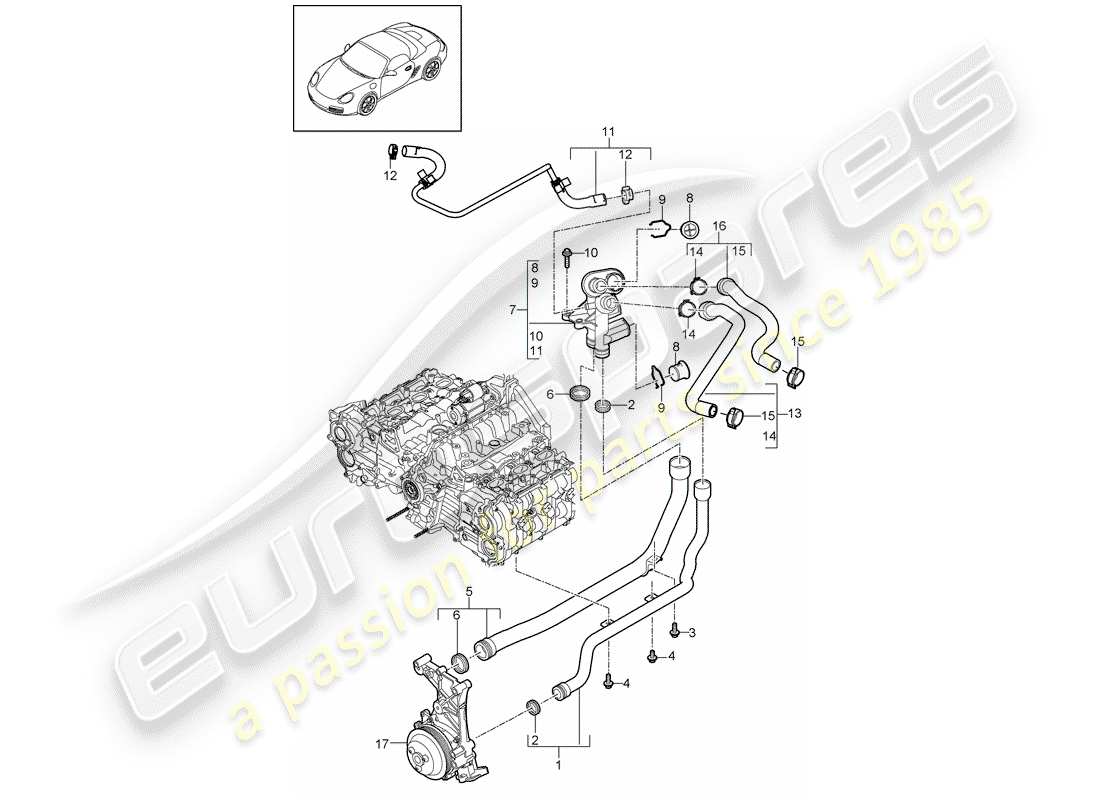 a part diagram from the porsche 2009 (987 boxster) parts catalogue