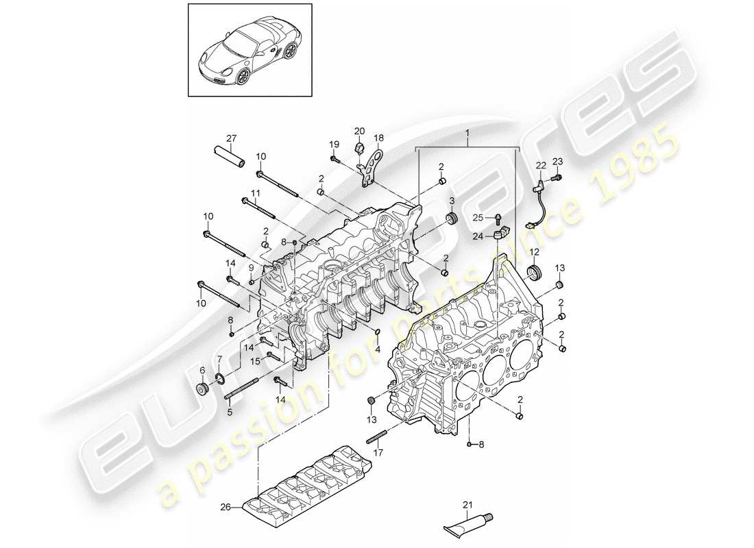 a part diagram from the porsche 2009 (987 boxster) parts catalogue