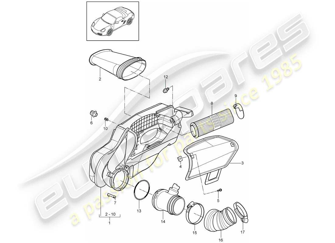 a part diagram from the porsche 2010 (987 boxster) parts catalogue