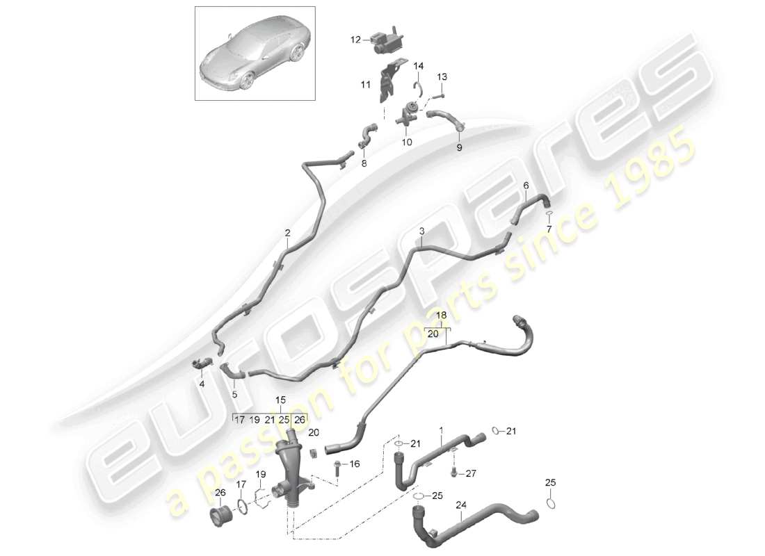 VIEW PARTS DIAGRAMS FROM THE PORSCHE 991 PARTS CATALOGUE a part diagram from the porsche 991 parts catalogue