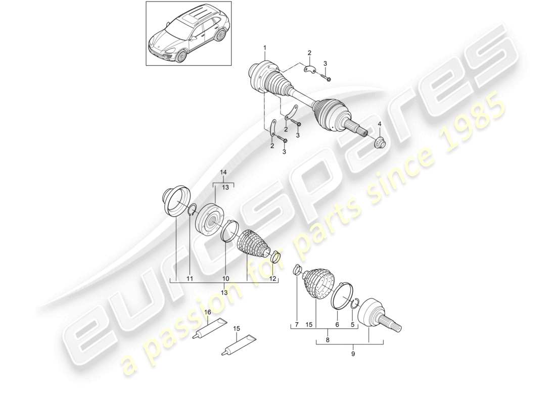 VIEW PARTS DIAGRAMS FROM THE PORSCHE CAYENNE PARTS CATALOGUE a part diagram from the porsche cayenne parts catalogue
