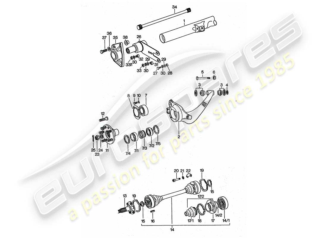 a part diagram from the porsche 1976 (911 turbo) parts catalogue