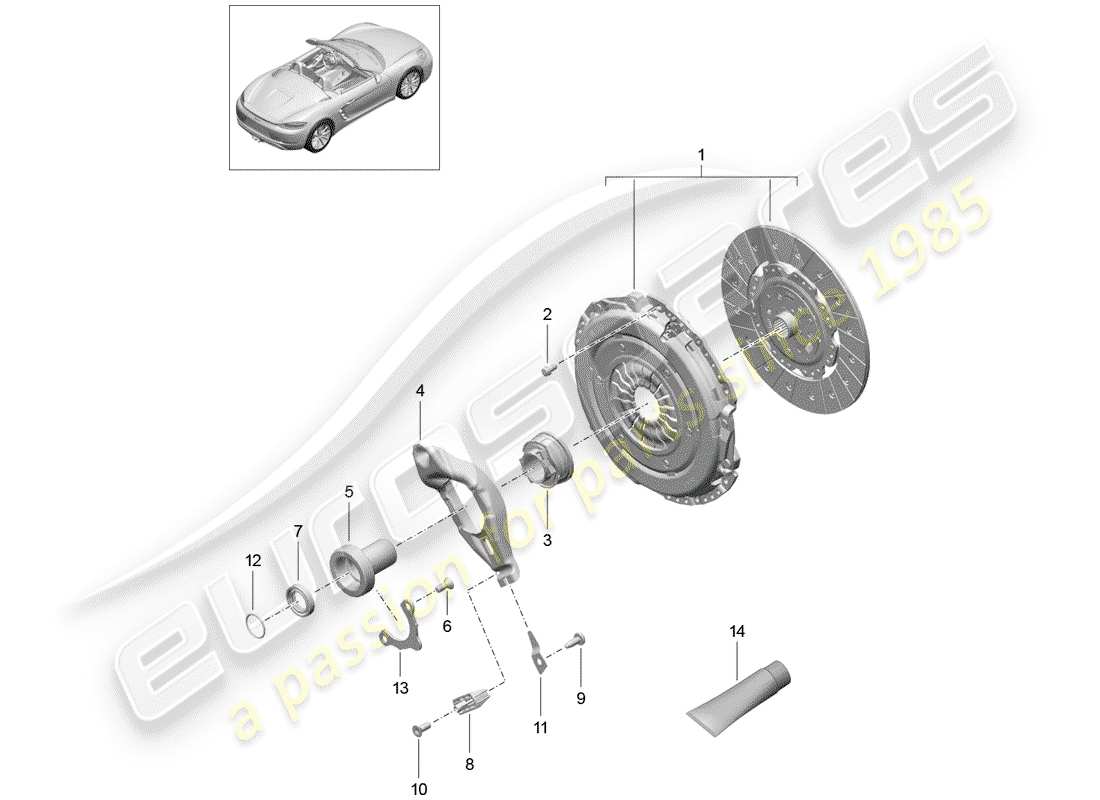 a part diagram from the porsche 2018 (718 boxster) parts catalogue