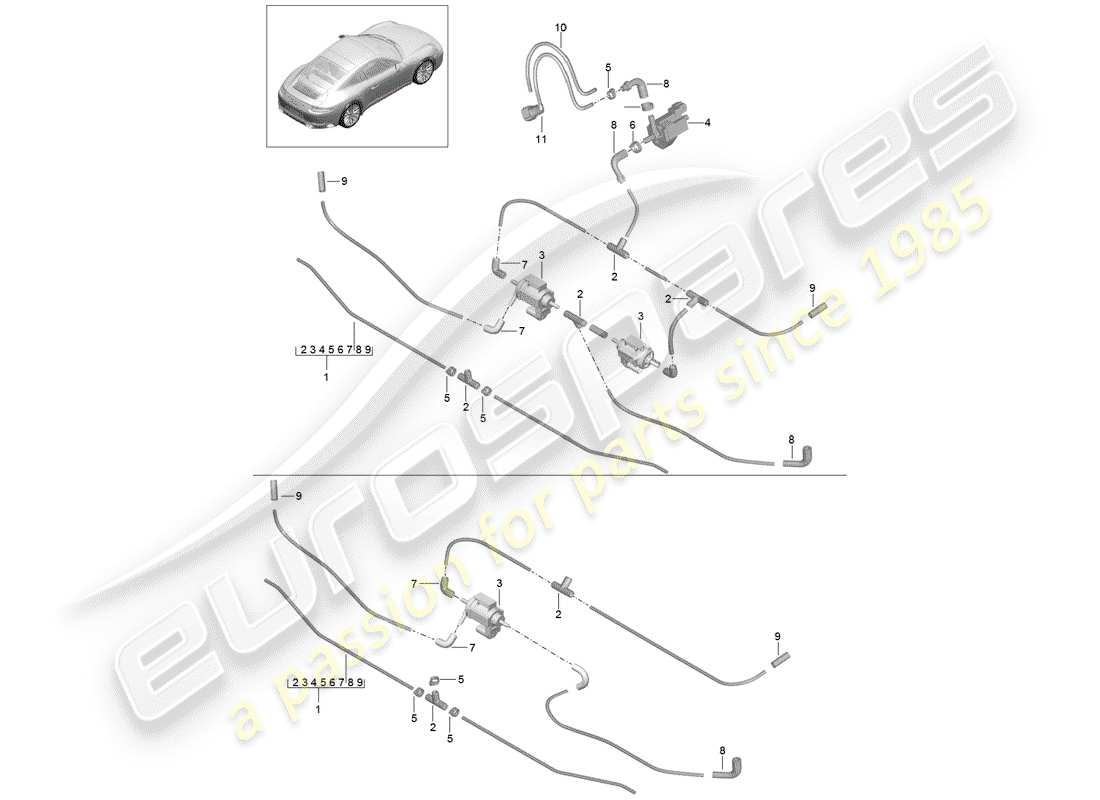 VIEW PARTS DIAGRAMS FROM THE PORSCHE 991 PARTS CATALOGUE a part diagram from the porsche 991 parts catalogue