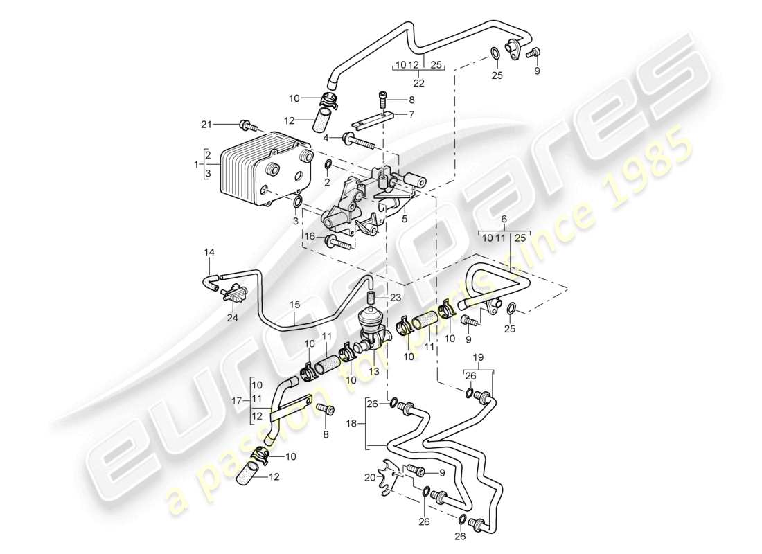 a part diagram from the porsche 2006 (987 boxster) parts catalogue