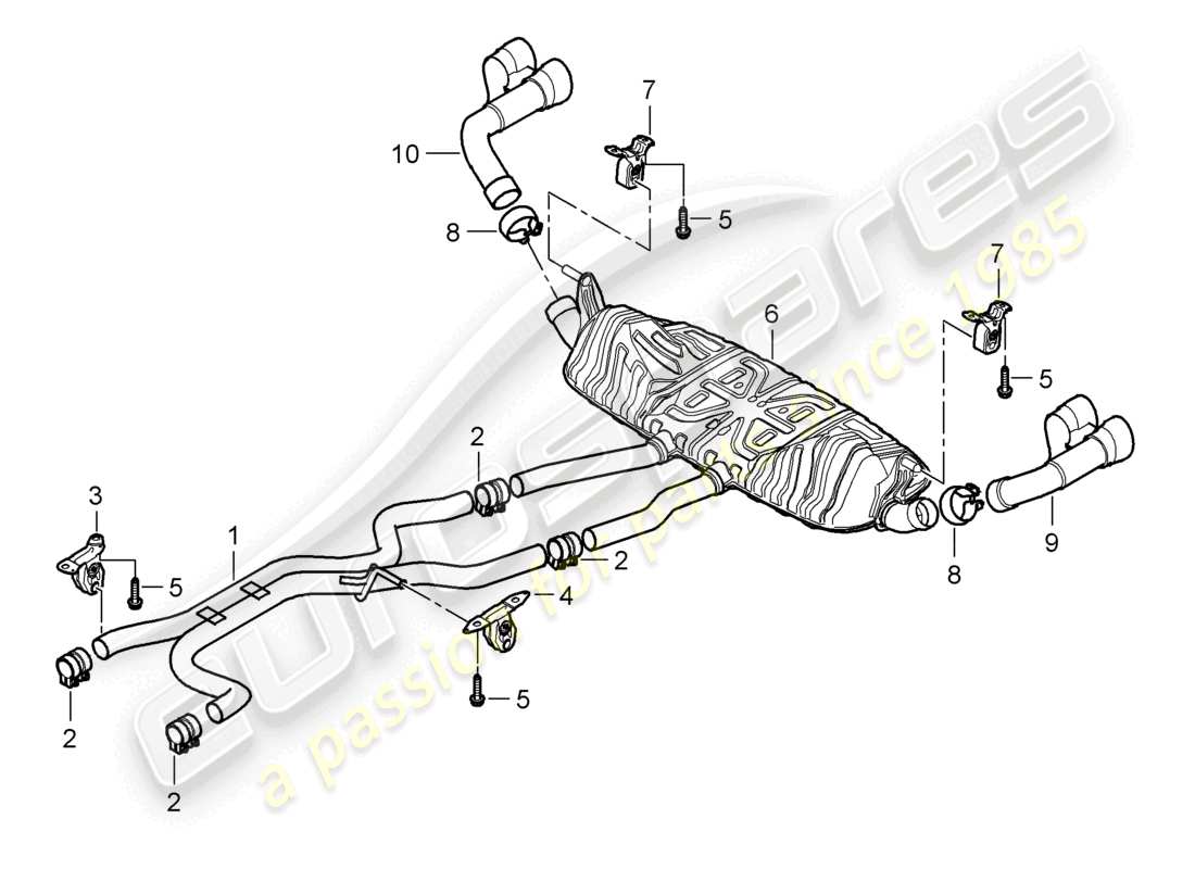 a part diagram from the porsche 2010 (cayenne e1 9pa) parts catalogue