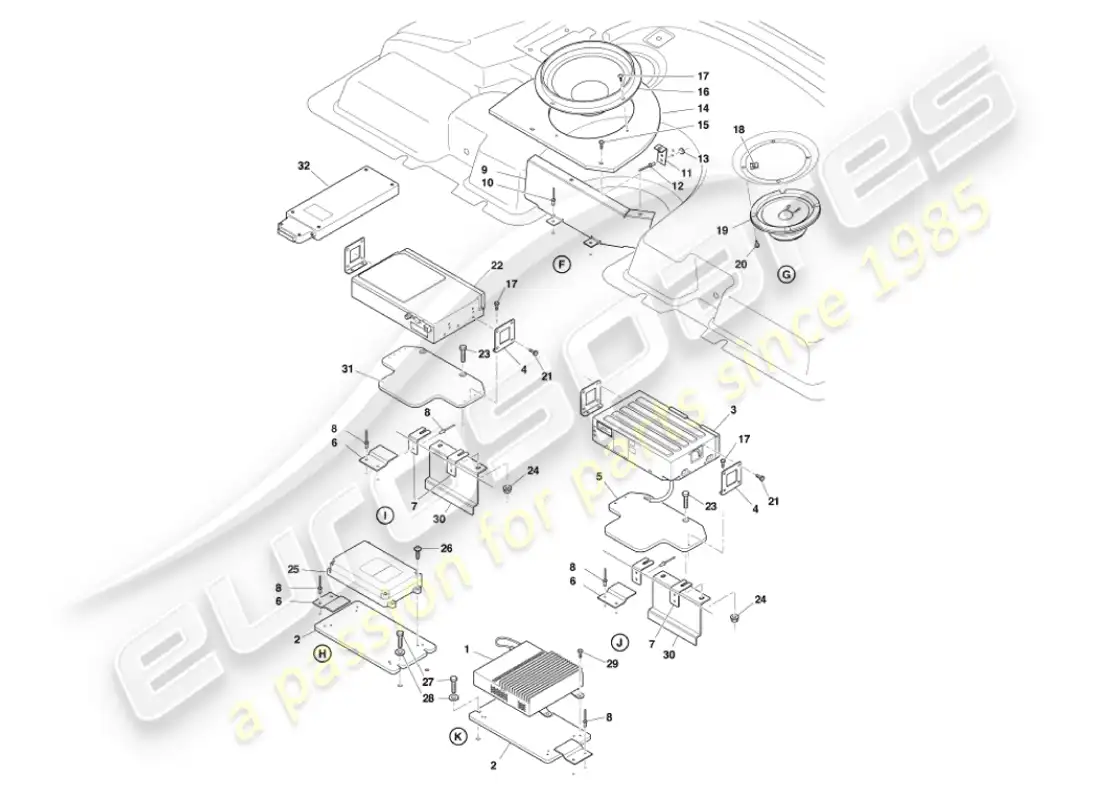 aston martin vanquish (2007) in-car entertainment parts diagram