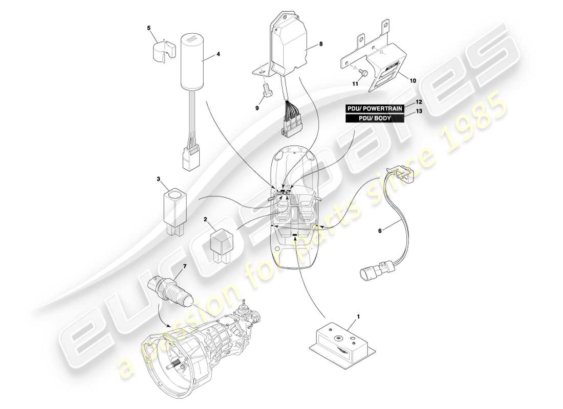 a part diagram from the aston martin db7 vantage (2002) parts catalogue