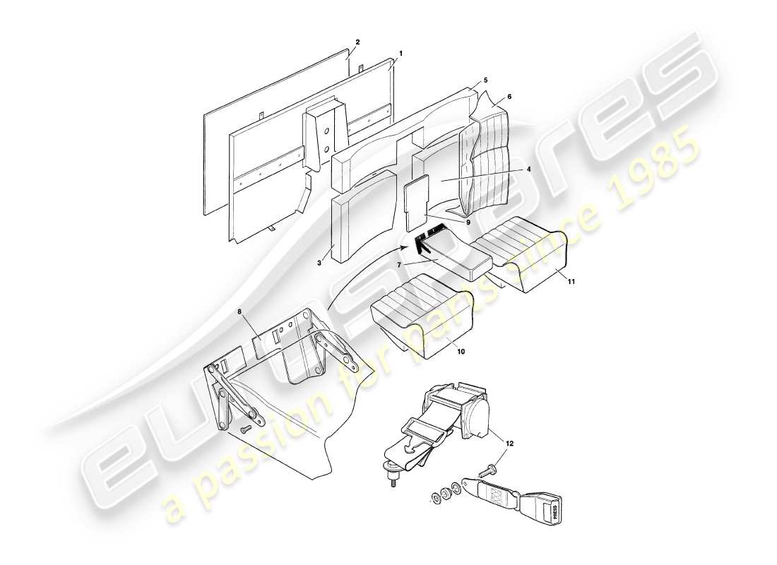 a part diagram from the aston martin v8 coupe parts catalogue