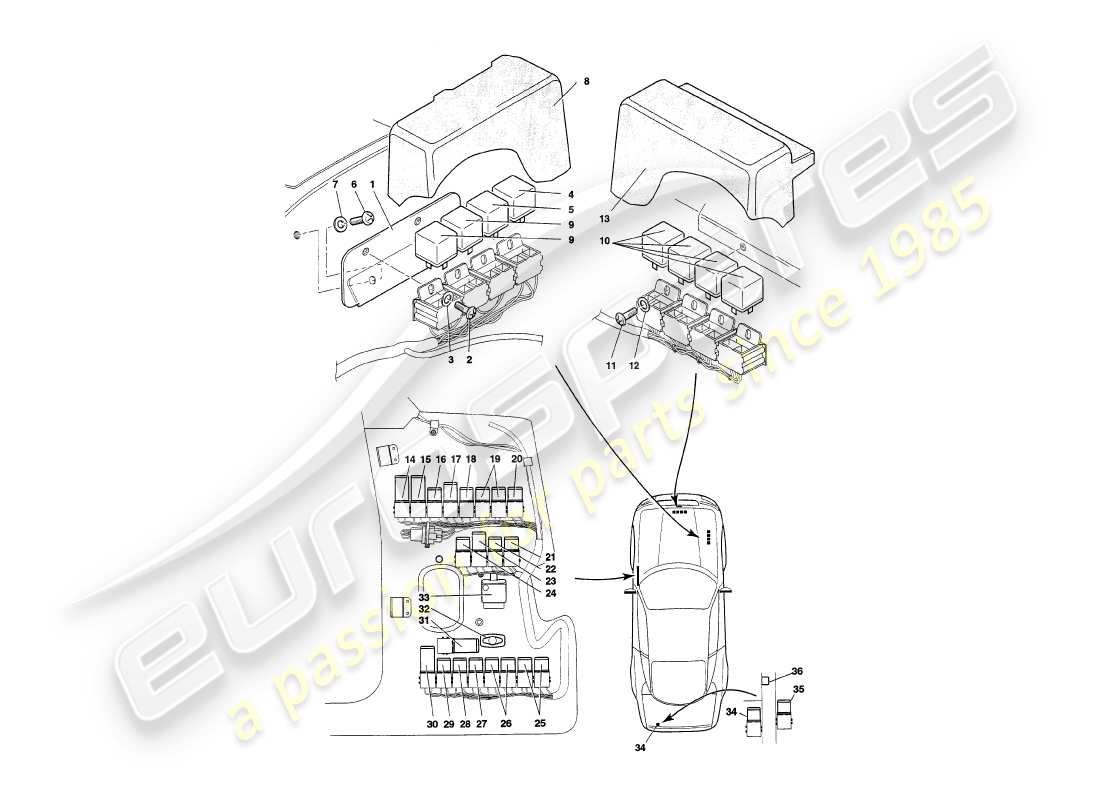 a part diagram from the aston martin v8 coupe parts catalogue