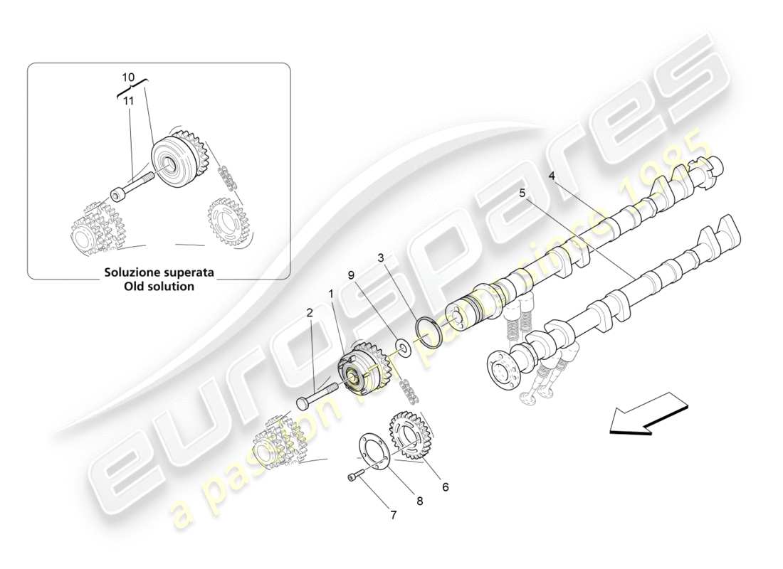 maserati granturismo (2014) lh cylinder head camshafts part diagram