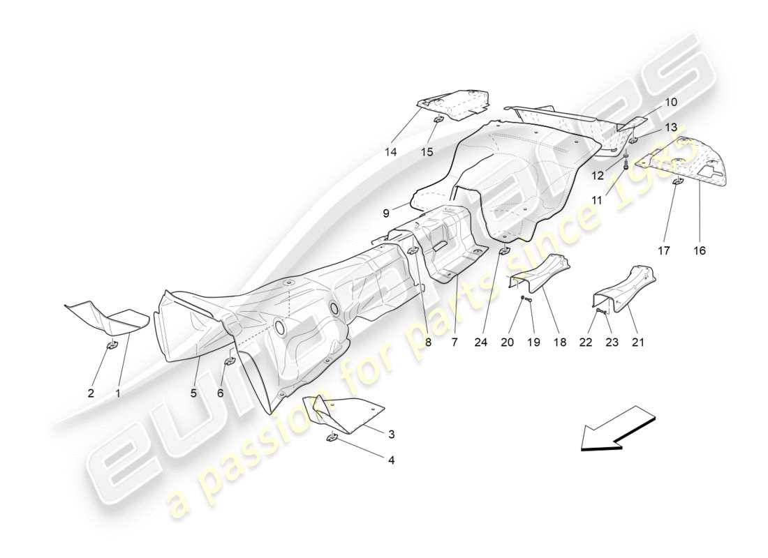 maserati granturismo (2011) thermal insulating panels part diagram