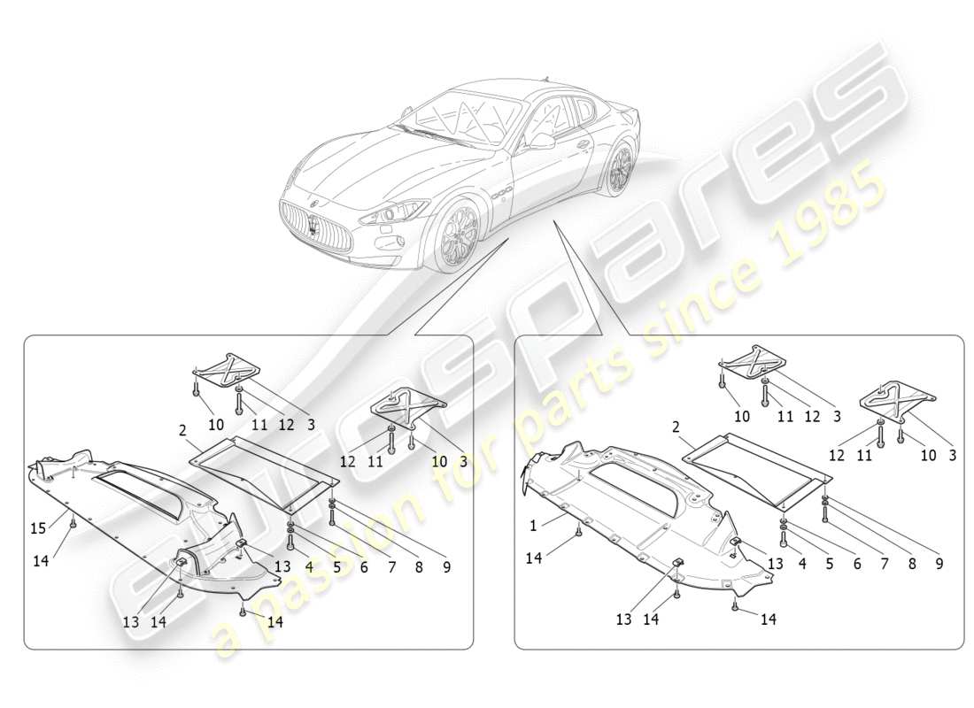 maserati granturismo (2016) underbody and underfloor guards part diagram