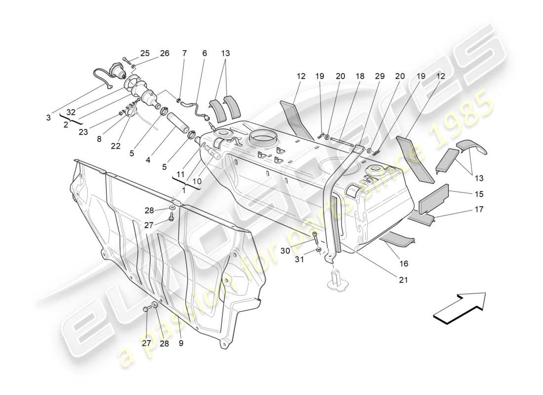 maserati granturismo (2011) fuel tank part diagram