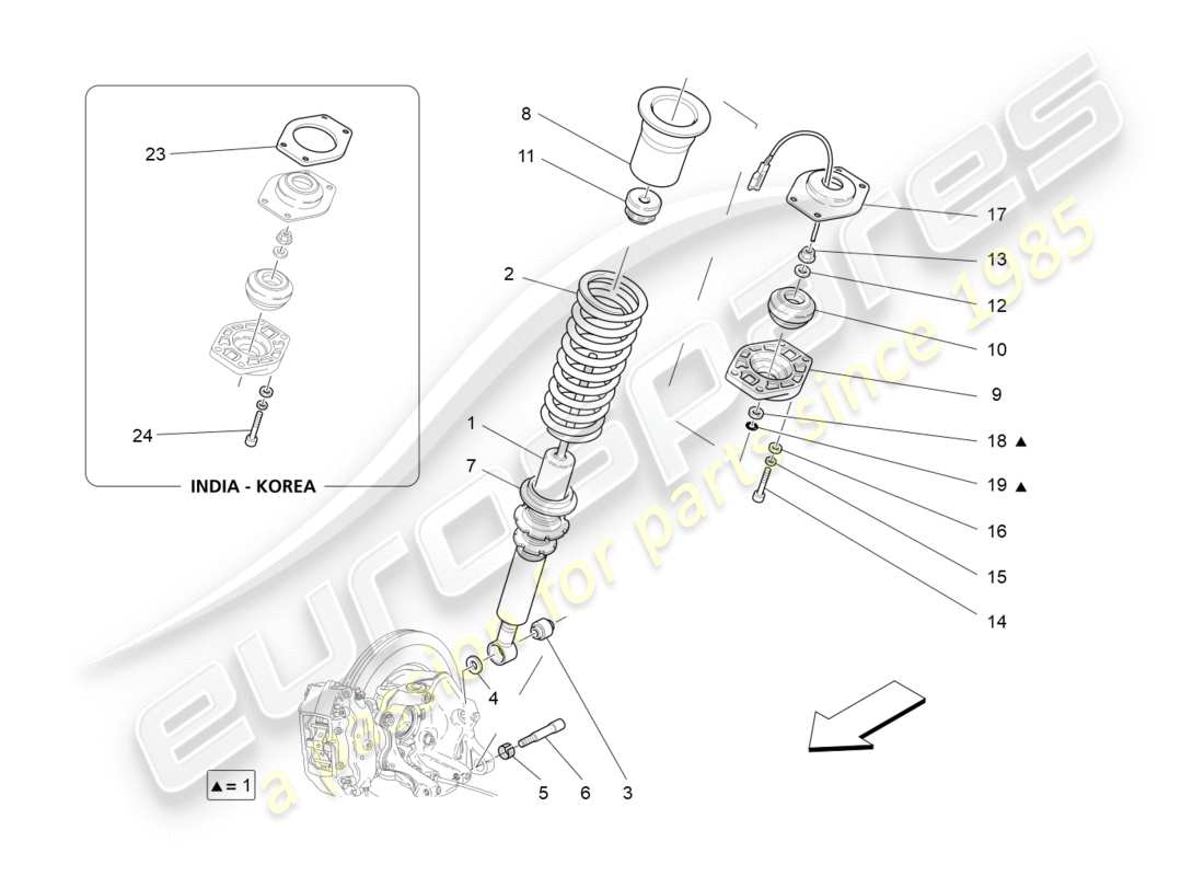 maserati granturismo s (2016) rear shock absorber devices parts diagram