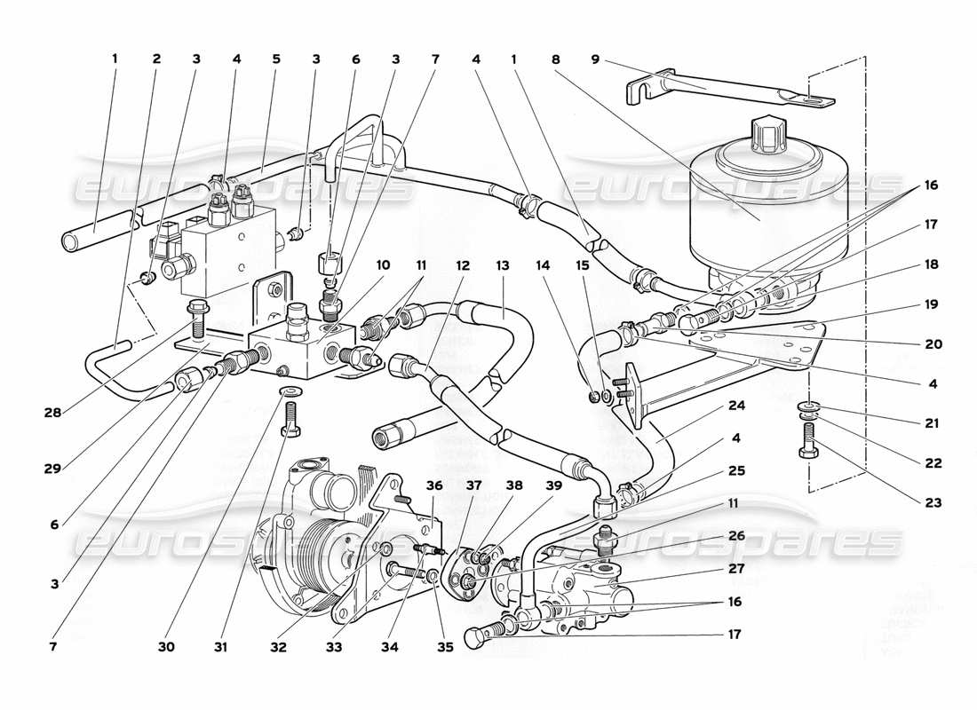 lamborghini diablo sv (1999) steering (valid for vehicles with lifting system) part diagram