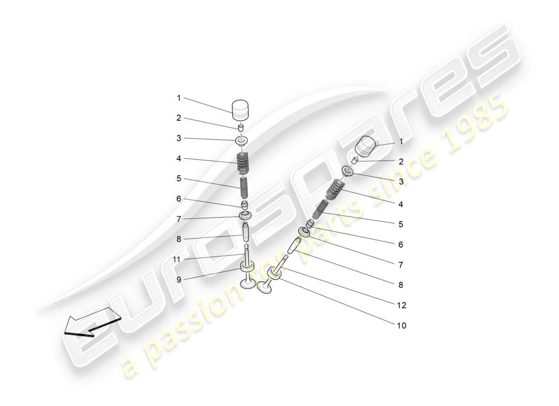 maserati granturismo s (2020) valves parts diagram