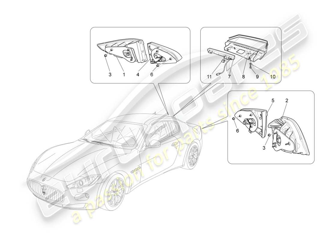 maserati granturismo (2015) taillight clusters part diagram