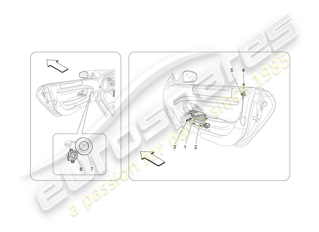 maserati granturismo s (2020) door devices part diagram