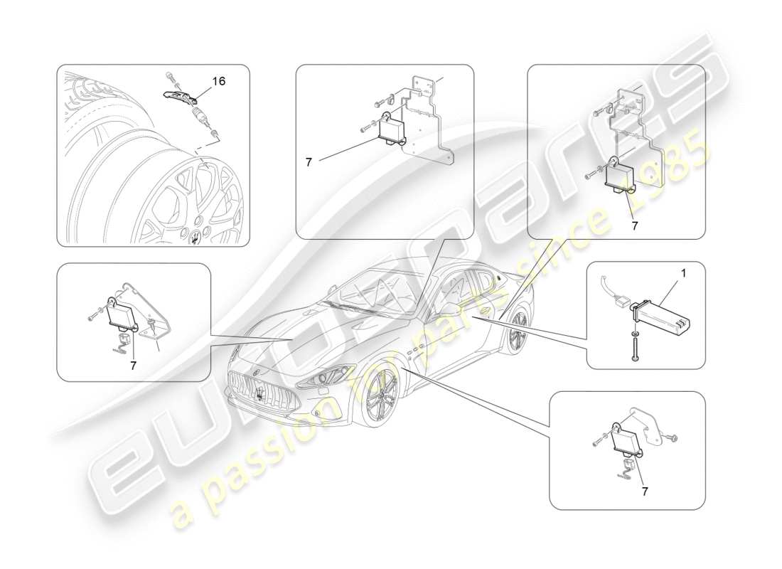 maserati granturismo s (2019) tyre pressure monitoring system part diagram