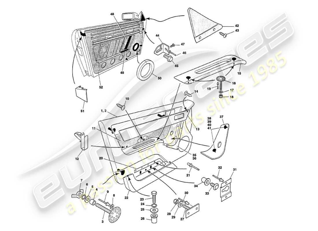 VIEW PARTS DIAGRAMS FROM THE ASTON MARTIN V8 VOLANTE PARTS CATALOGUE a part diagram from the aston martin v8 volante parts catalogue