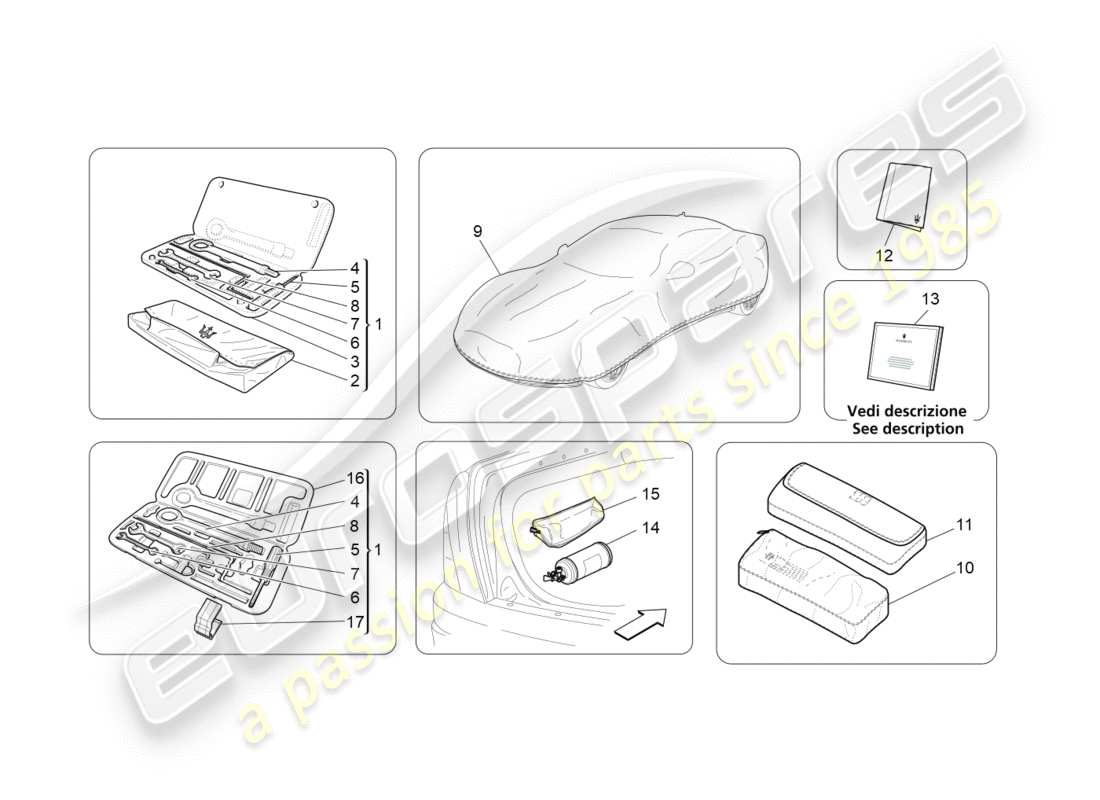 maserati granturismo (2014) standard provided part diagram