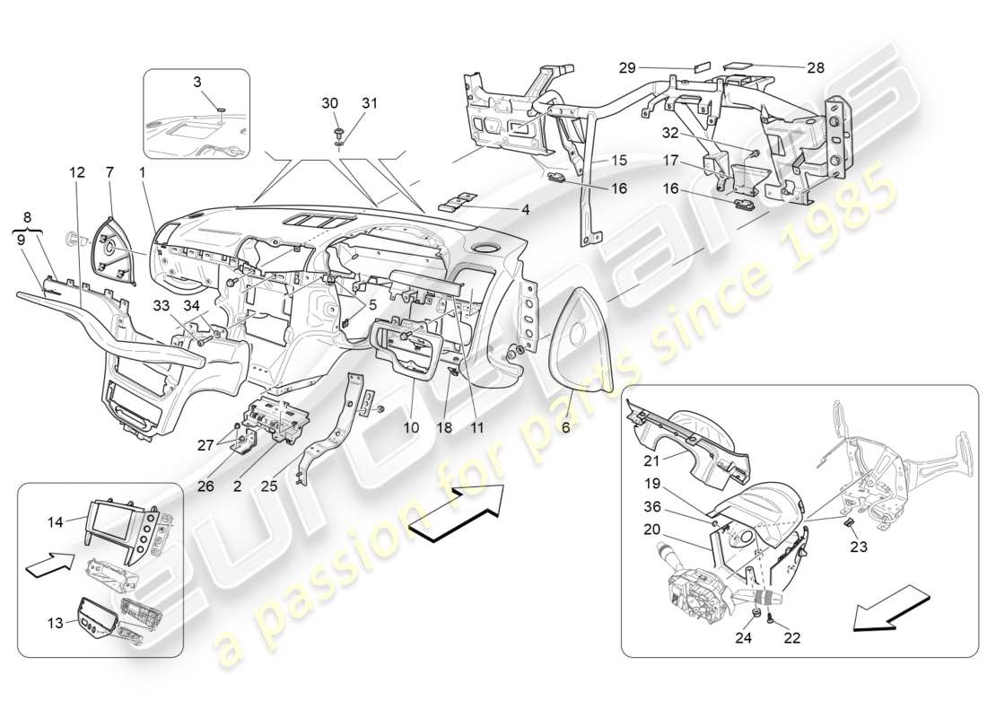 maserati granturismo (2015) dashboard unit part diagram