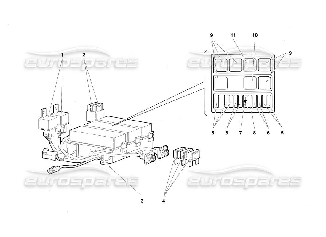 lamborghini diablo sv (1997) electrical system parts diagram