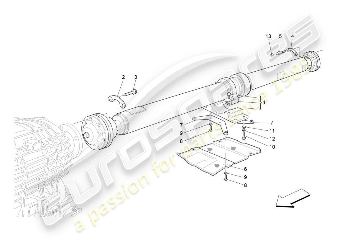 maserati granturismo (2011) transmission shaft part diagram