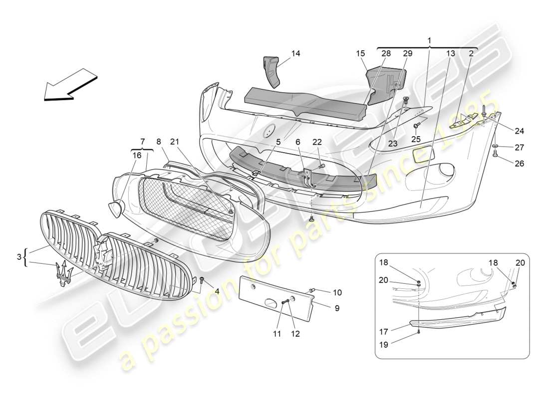 a part diagram from the maserati granturismo (2012) parts catalogue