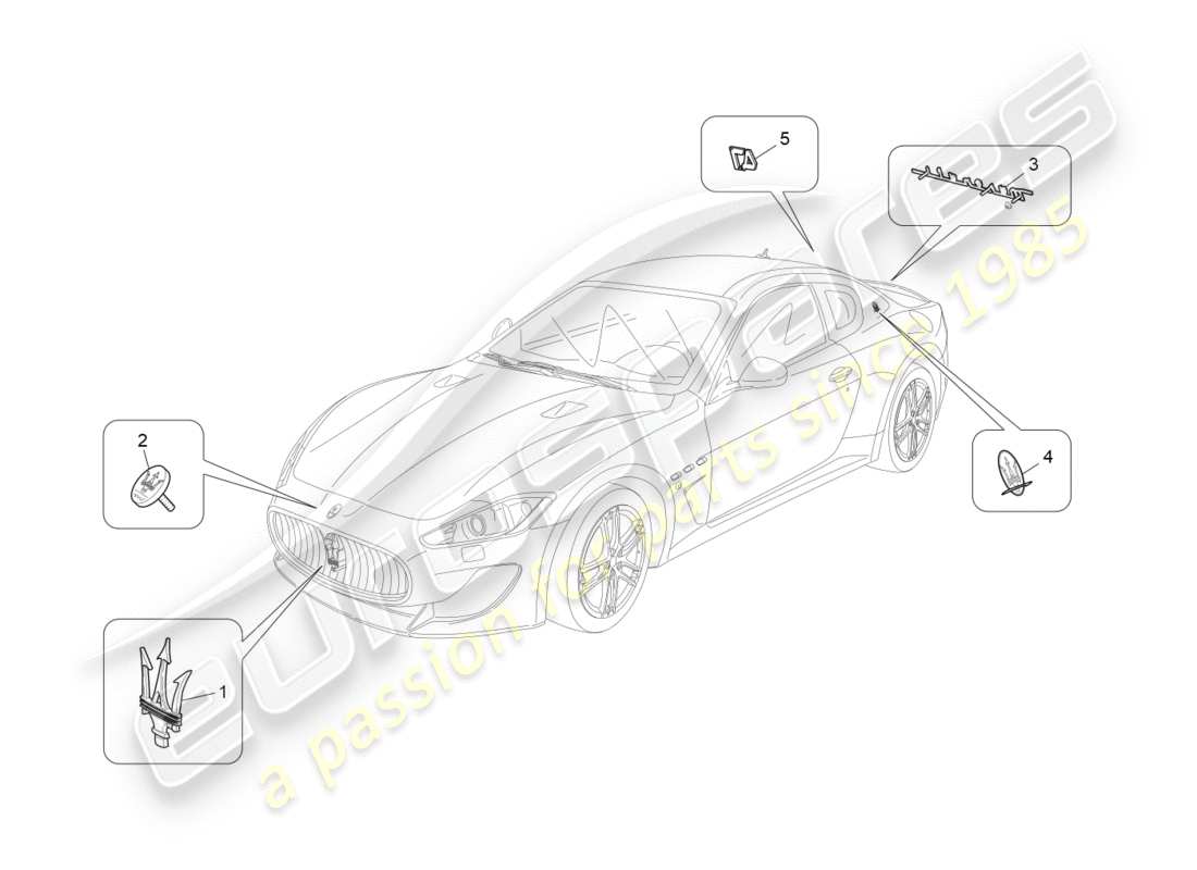 a part diagram from the maserati quattroporte m156 (2014 onwards) parts catalogue
