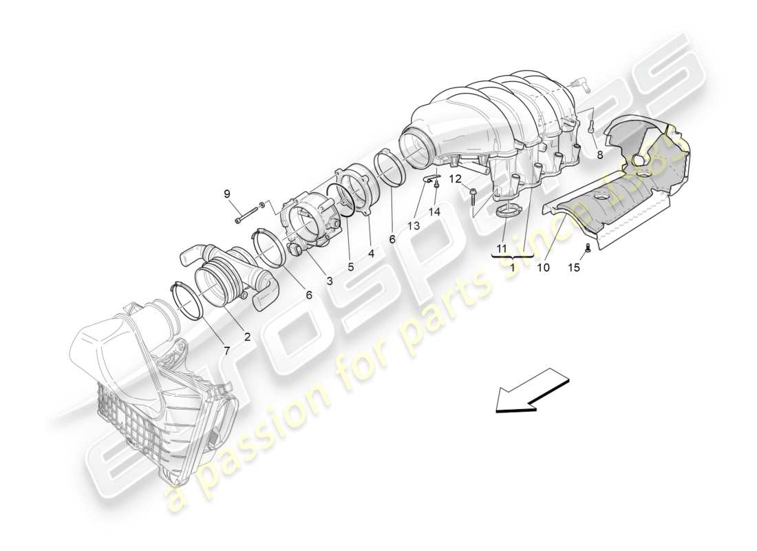 maserati granturismo (2011) intake manifold and throttle body part diagram