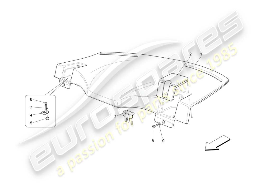 maserati granturismo s (2015) rear parcel shelf part diagram