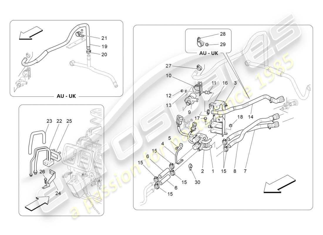 maserati granturismo (2012) a/c unit: engine compartment devices parts diagram