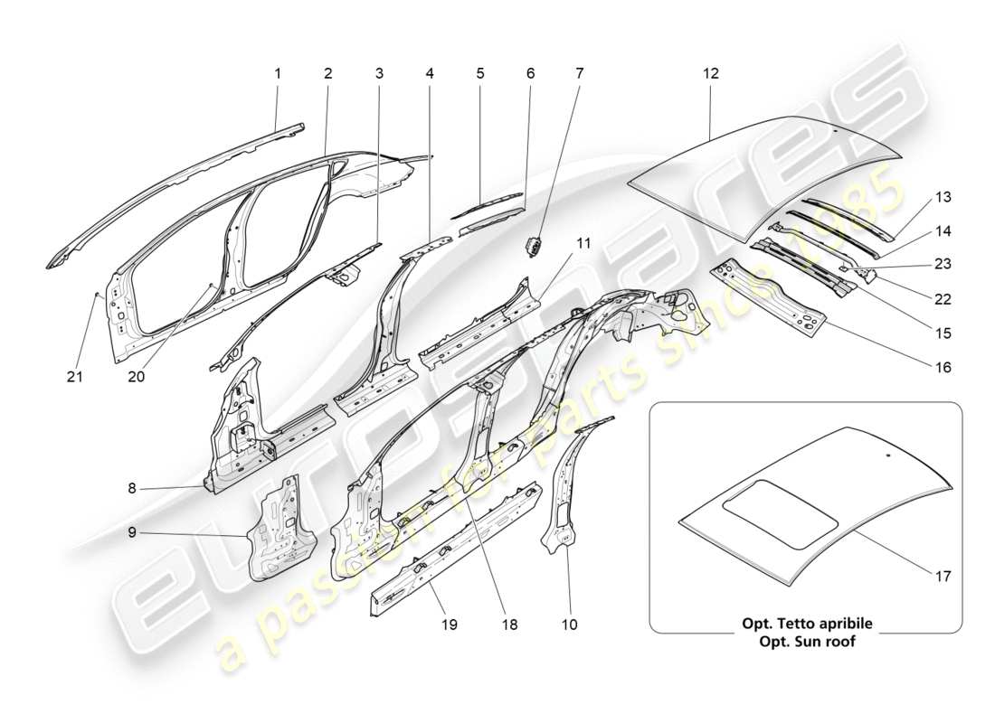 a part diagram from the maserati quattroporte m156 (2014 onwards) parts catalogue