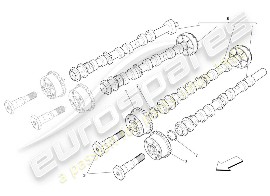 a part diagram from the maserati quattroporte m156 (2014 onwards) parts catalogue