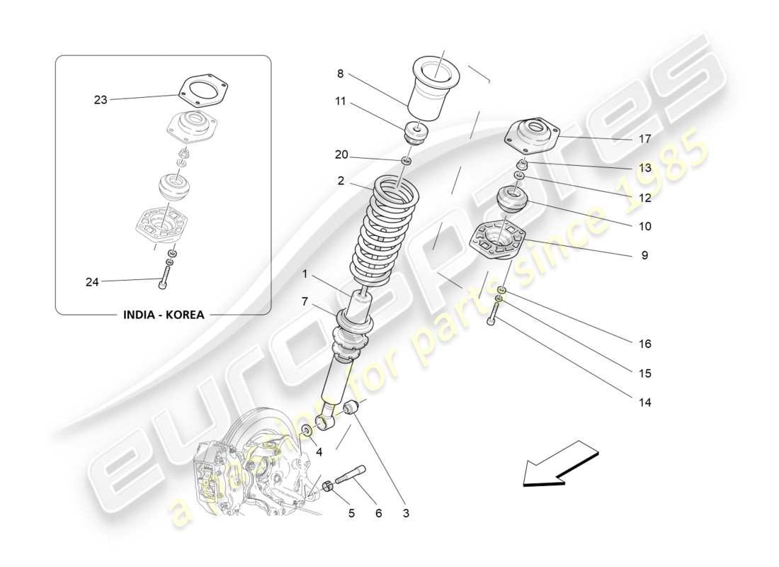 maserati granturismo (2013) rear shock absorber devices part diagram