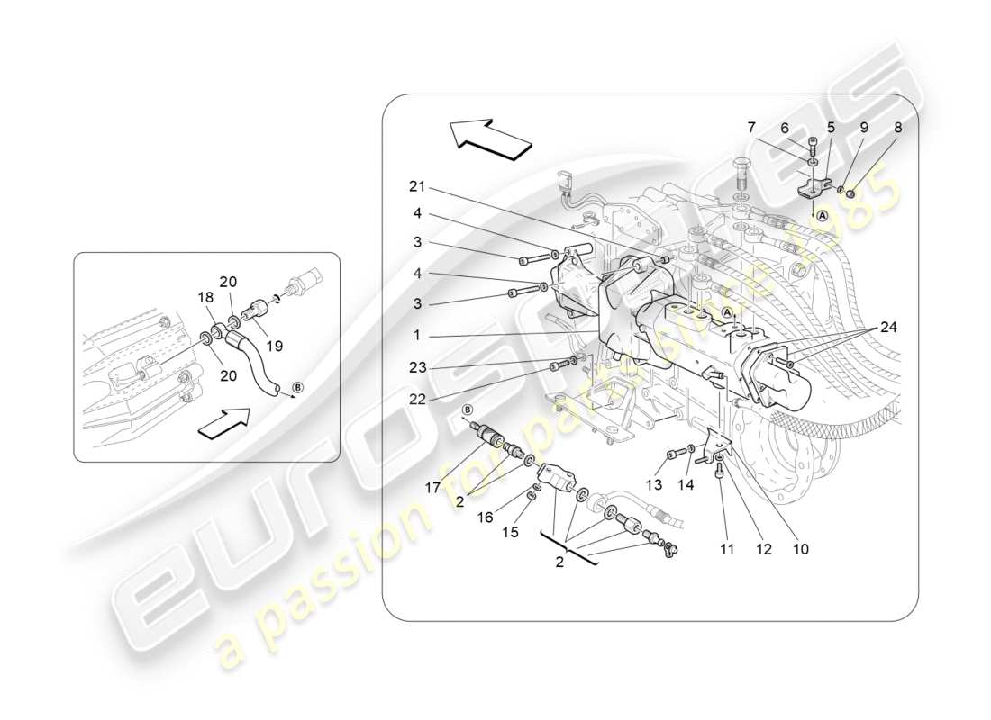 maserati granturismo (2012) actuation hydraulic parts for f1 gearbox parts diagram