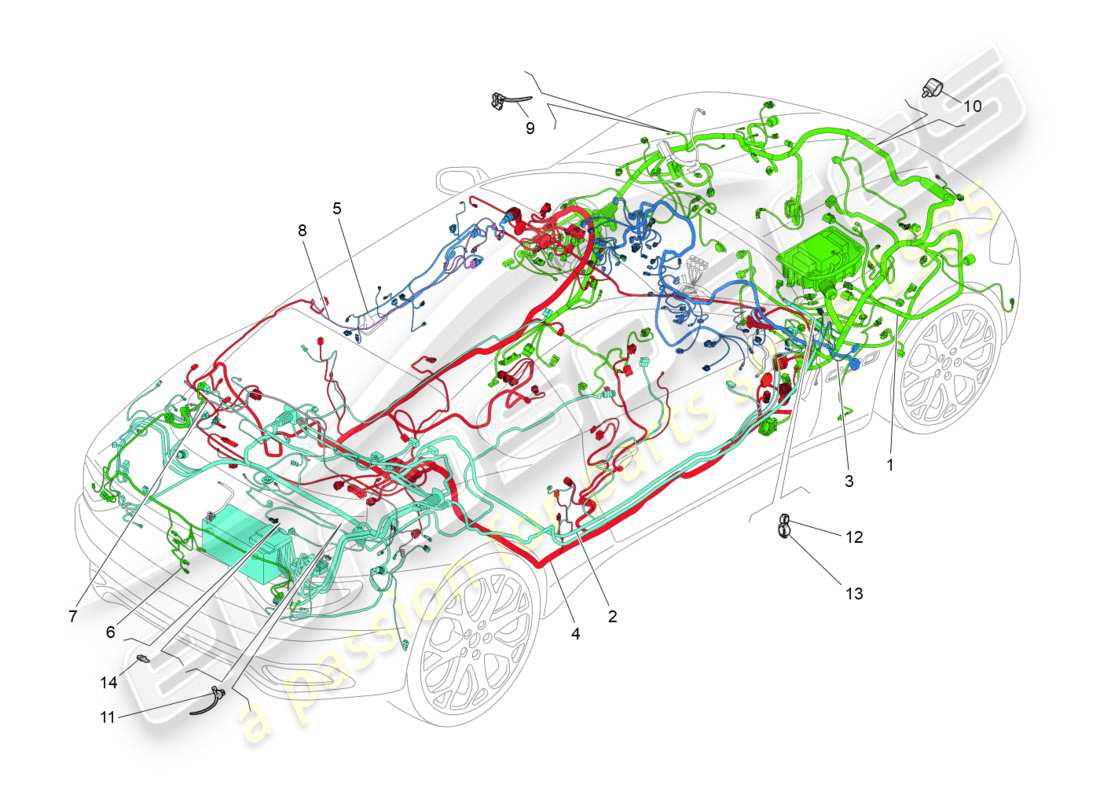 maserati granturismo (2011) main wiring part diagram