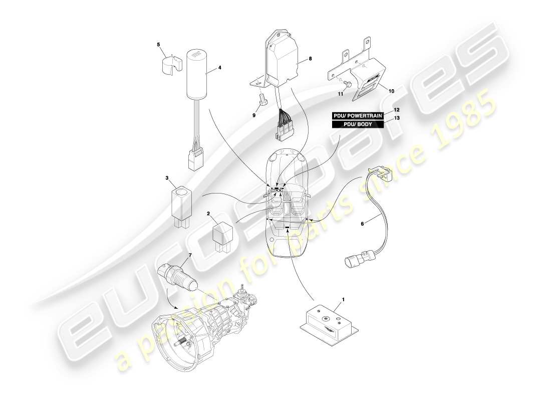 a part diagram from the aston martin db7 parts catalogue