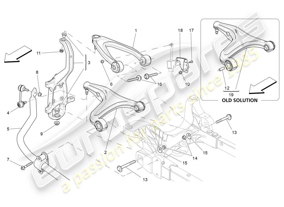 a part diagram from the maserati quattroporte m156 (2014 onwards) parts catalogue